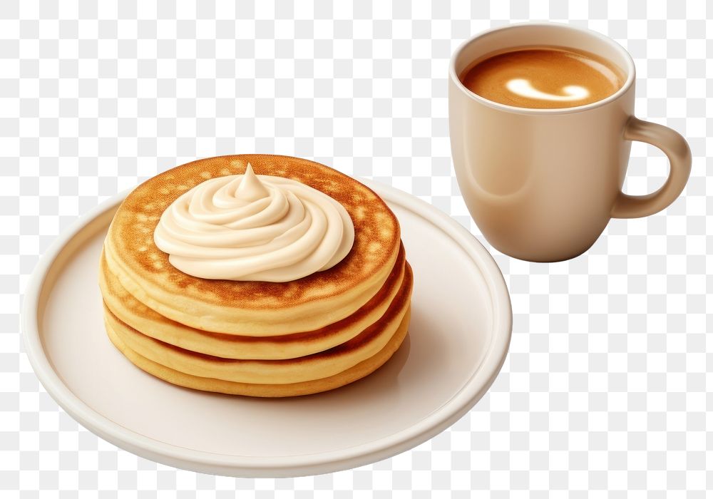 PNG Pancake coffee plate latte. AI generated Image by rawpixel.