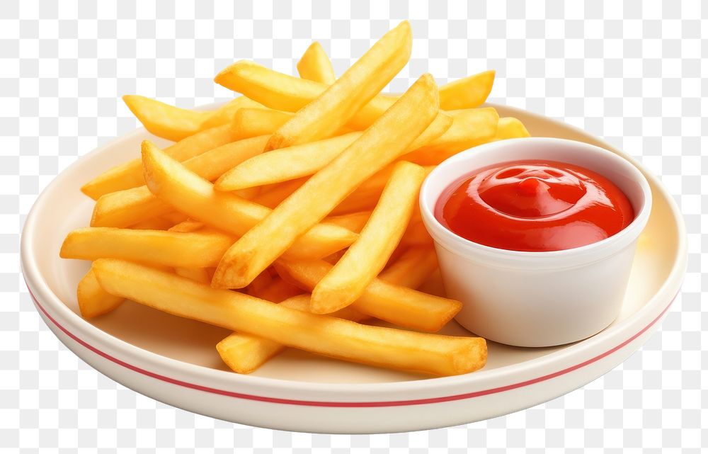 PNG Ketchup sauce plate fries. AI generated Image by rawpixel.