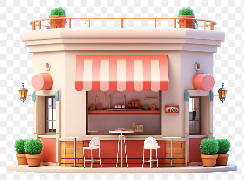 PNG Restaurant kiosk architecture dollhouse. AI generated Image by rawpixel.