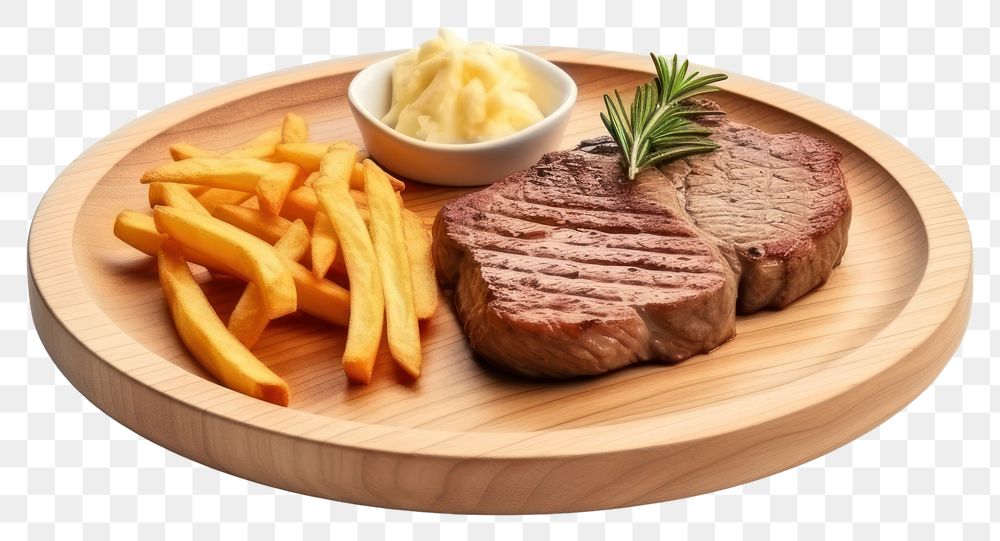 PNG Plate meat steak food. AI generated Image by rawpixel.