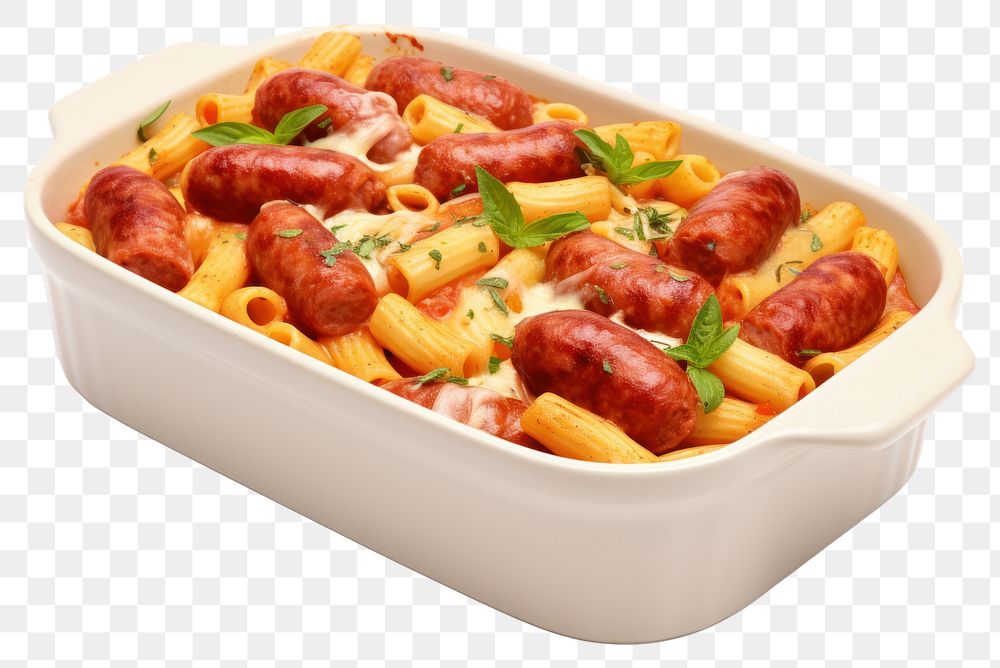 PNG Sausage pasta food white background. AI generated Image by rawpixel.