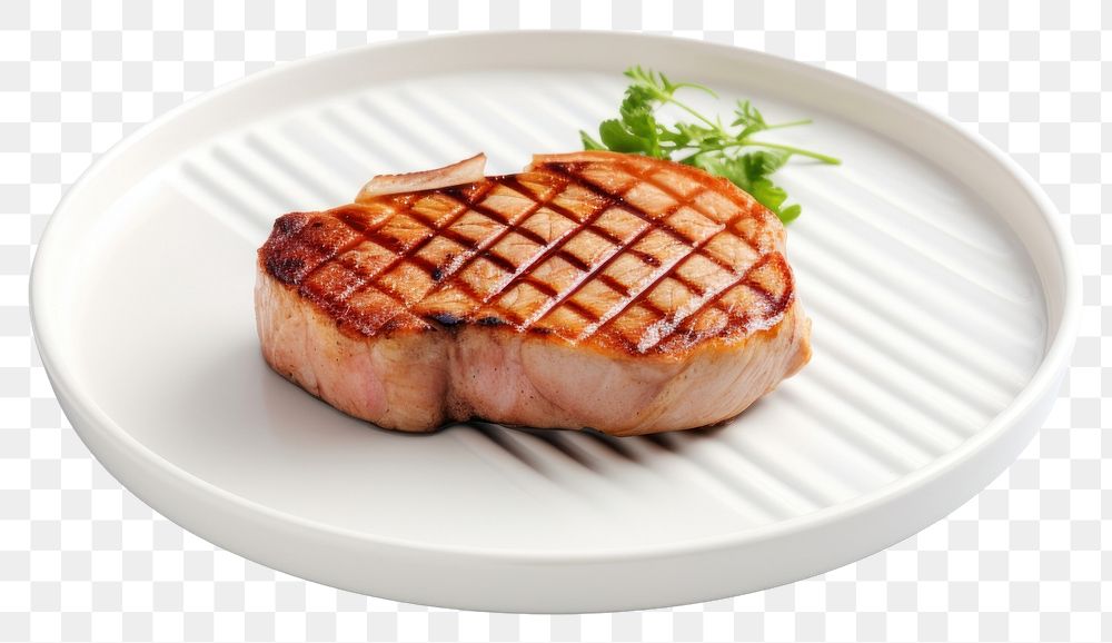 PNG Plate pork meat food. AI generated Image by rawpixel.