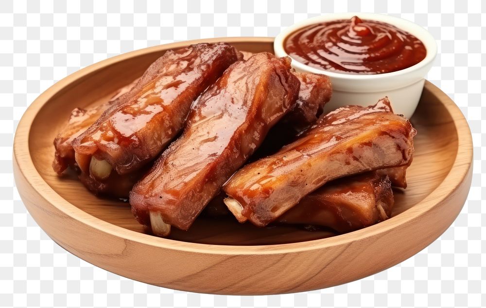 PNG Ribs ketchup sauce plate. AI generated Image by rawpixel.