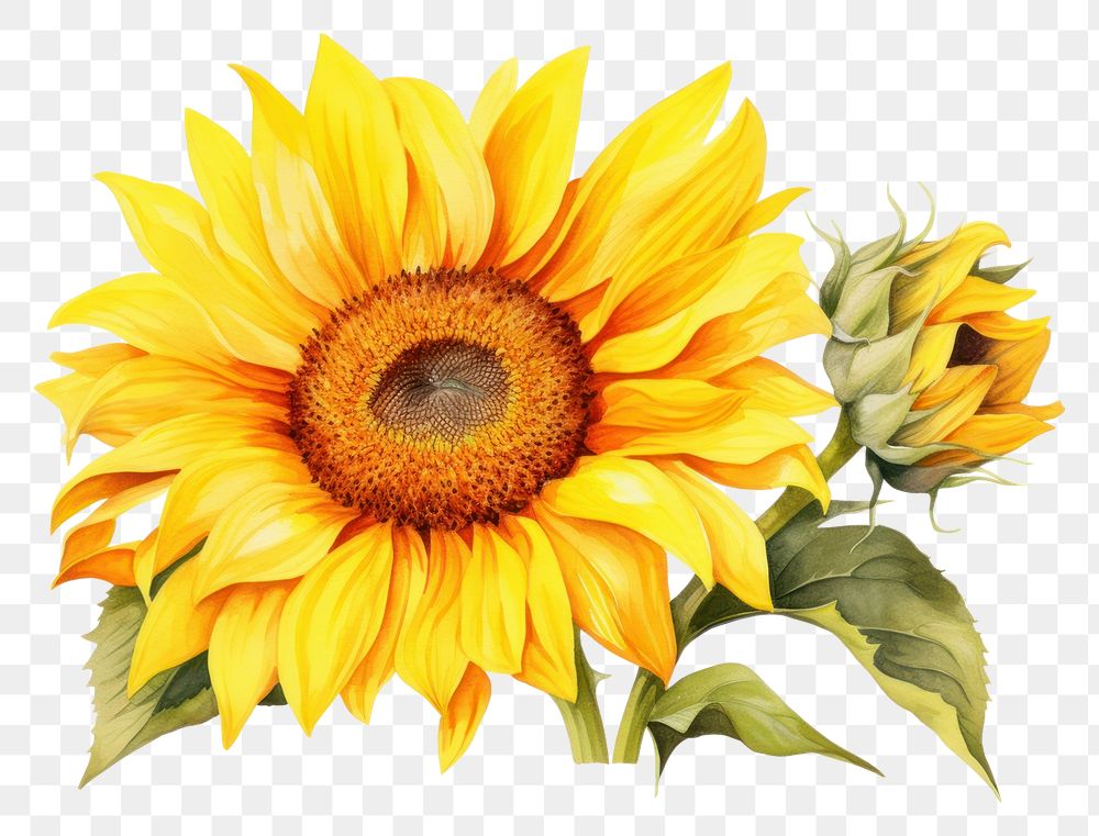 PNG Sunflower plant transparent background inflorescence. AI generated Image by rawpixel.