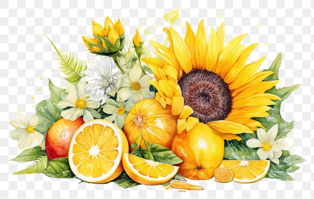 PNG Sunflower fruit grapefruit lemon. AI generated Image by rawpixel.