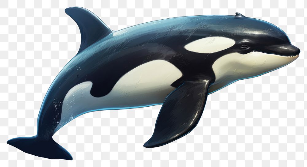 PNG Animal mammal orca fish, digital paint illustration. AI generated image
