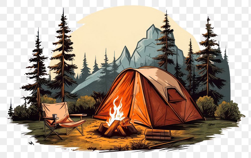 PNG Tent campfire outdoors camping. AI generated Image by rawpixel.