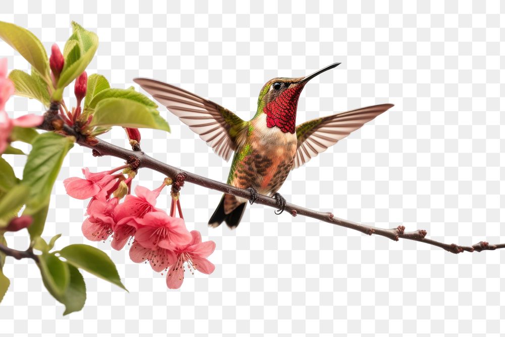 PNG Hummingbird blossom animal branch. AI generated Image by rawpixel.