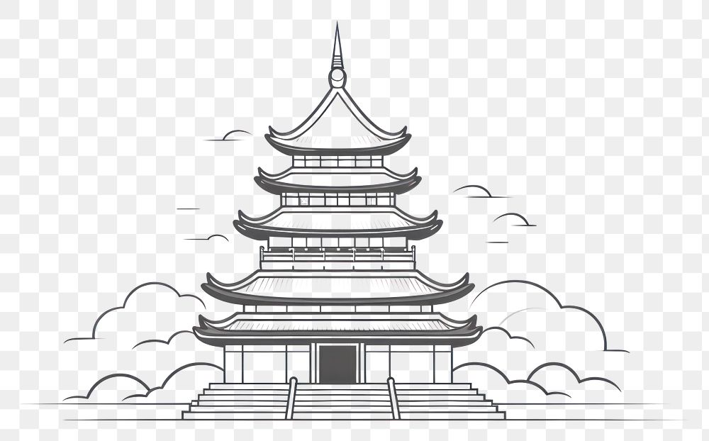 PNG Pagoda architecture building drawing. AI generated Image by rawpixel.