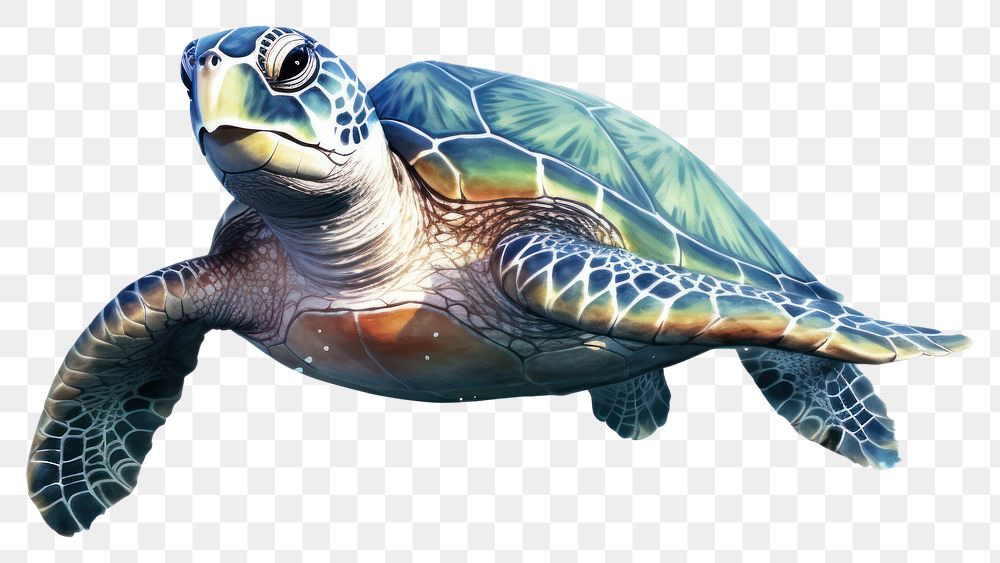 PNG Sea turtle, digital paint illustration.