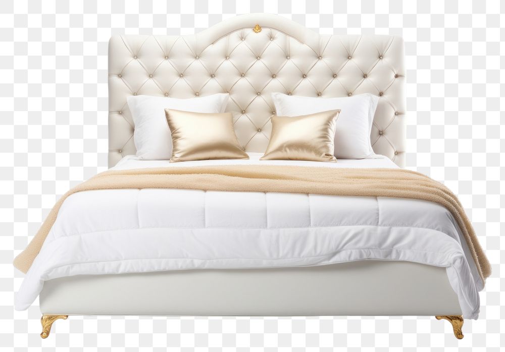 PNG  Bed furniture mattress cushion. 