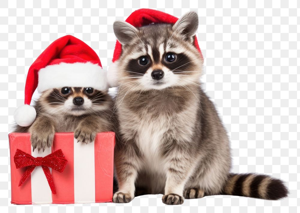 PNG Raccoon christmas portrait mammal transparent background