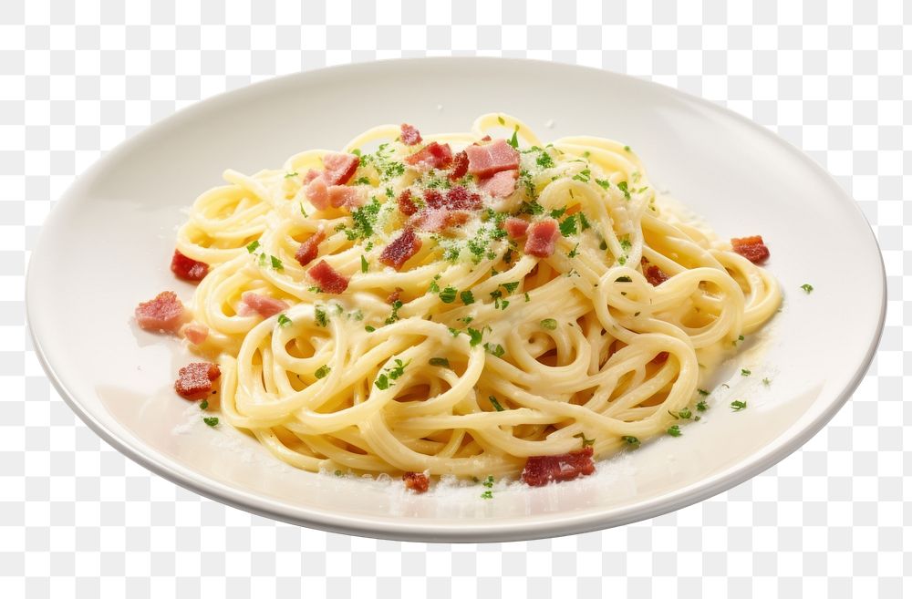 PNG Spaghetti carbonara pasta plate. 