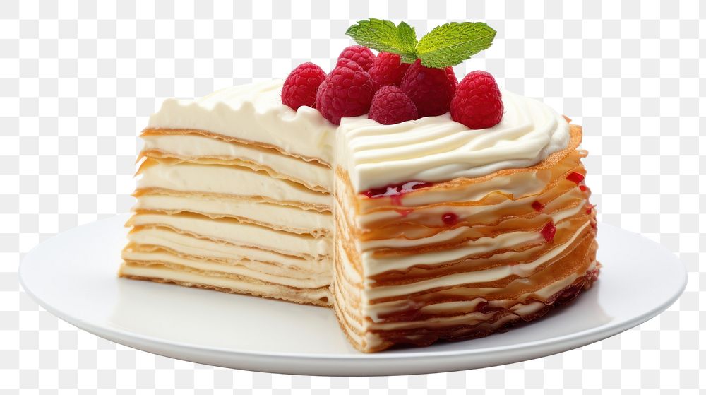 PNG Cake raspberry dessert pancake. AI generated Image by rawpixel.