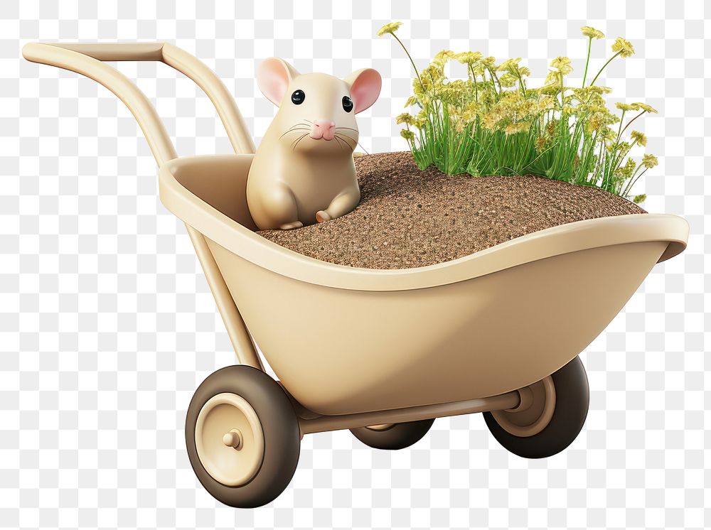 PNG Wheelbarrow vehicle cartoon mammal. AI generated Image by rawpixel.