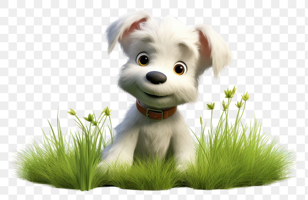 PNG Grass dog cartoon mammal. AI generated Image by rawpixel.