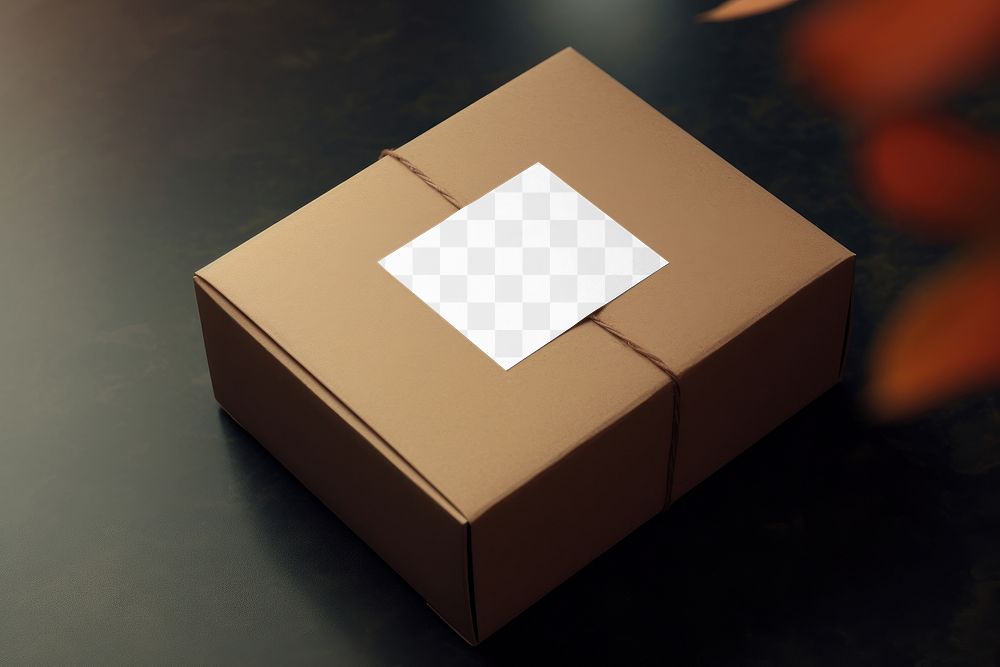 Paper box label png mockup, transparent design