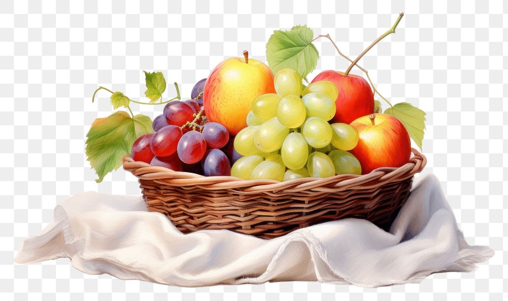 PNG Basket fruit grapes plant. AI generated Image by rawpixel.