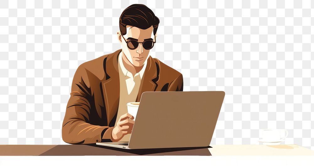 PNG Laptop computer glasses coffee. AI generated Image by rawpixel.