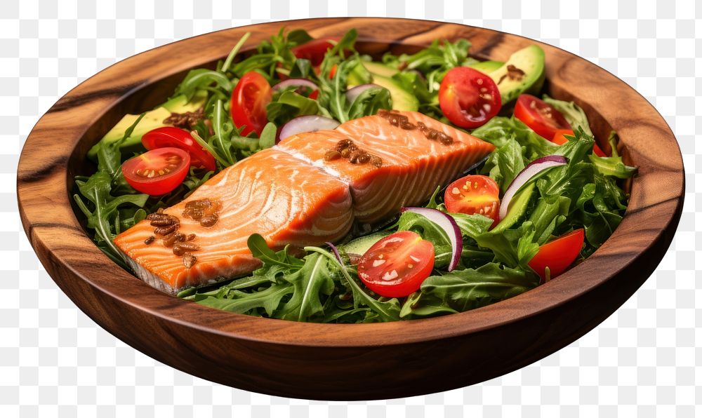PNG Seafood salmon plate meat. AI generated Image by rawpixel.