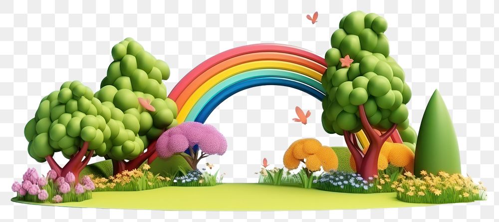 PNG Outdoors rainbow cartoon nature. AI generated Image by rawpixel.