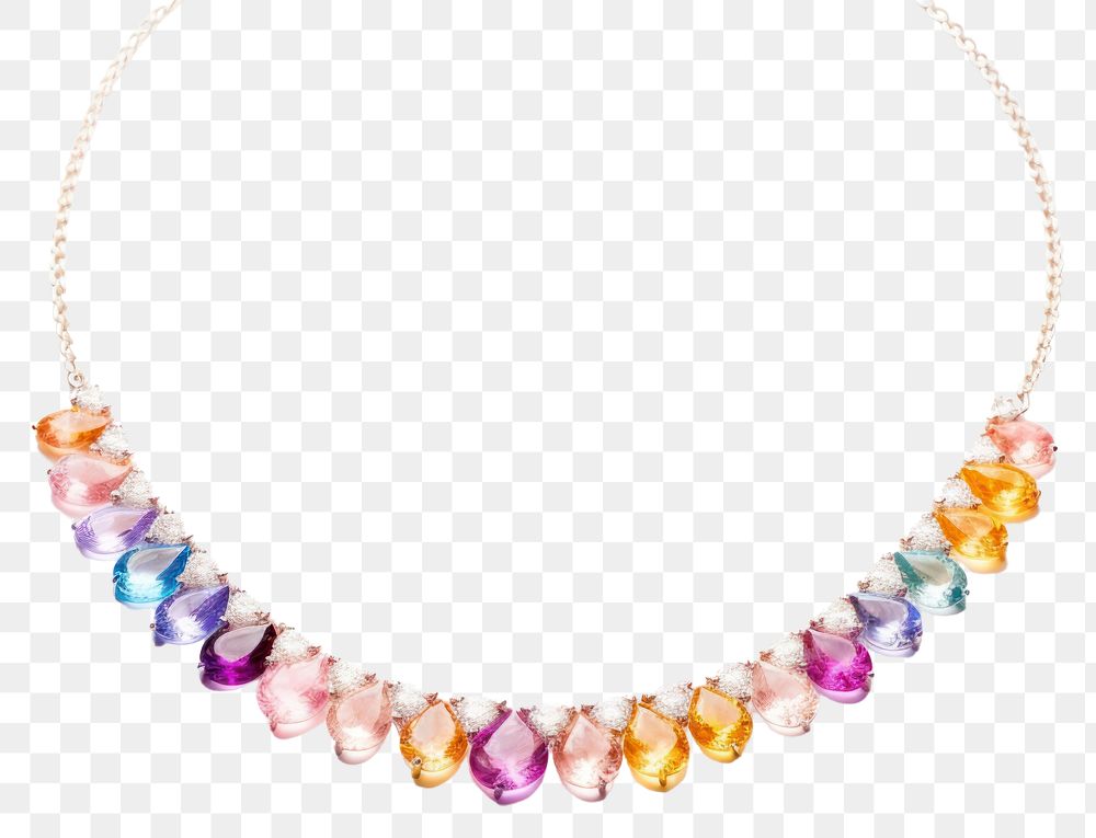 PNG Necklace gemstone jewelry white background. AI generated Image by rawpixel.
