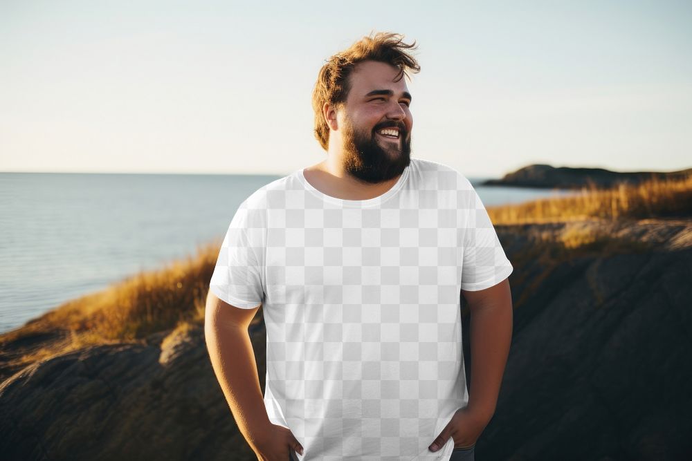 Plus-size t-shirt png, transparent mockup