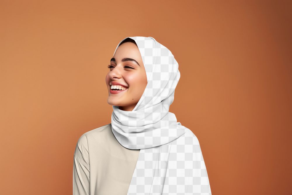 Women's hijab scarf png mockup, transparent design
