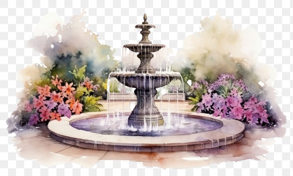 PNG Fountain architecture outdoors flower. AI generated Image by rawpixel.