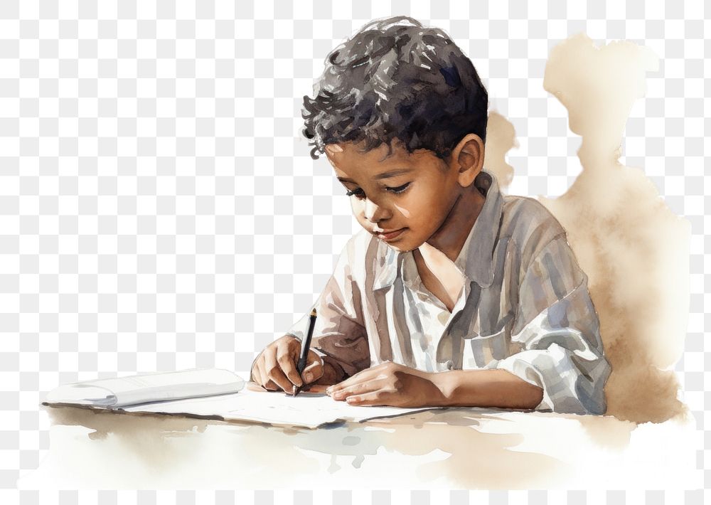 PNG Writing reading child concentration. AI generated Image by rawpixel.