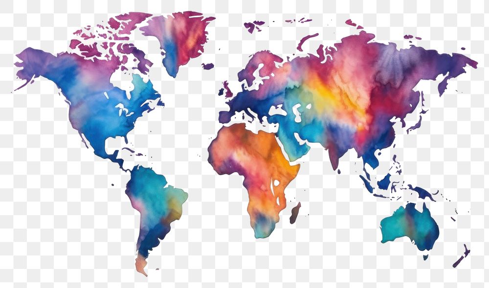 PNG Map world creativity splattered. 