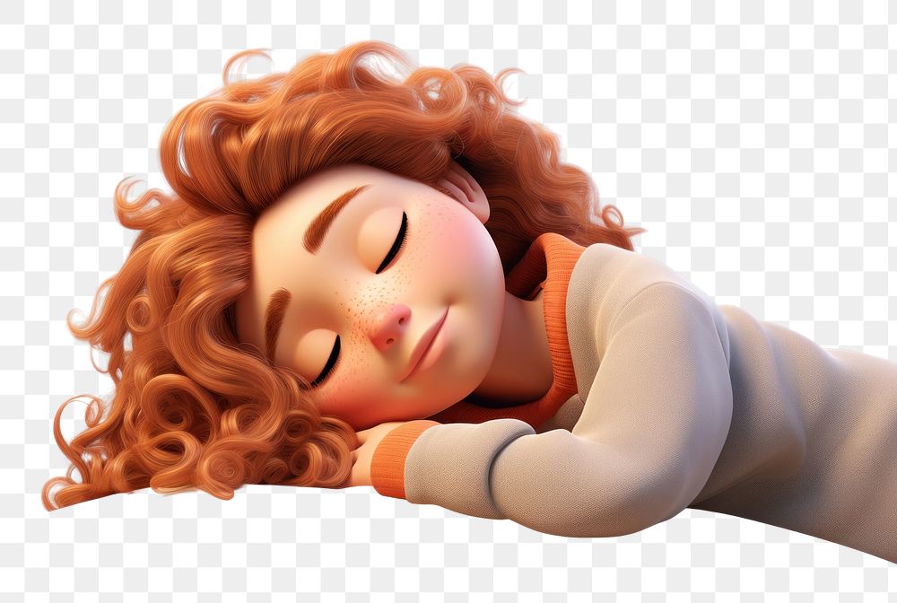 PNG Cartoon sleeping portrait women. AI generated Image by rawpixel.