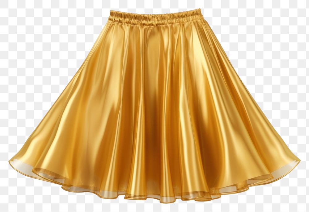 PNG Skirt gold white background miniskirt. AI generated Image by rawpixel.
