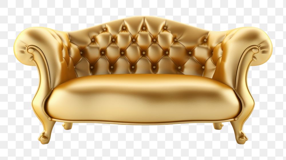 PNG Furniture armchair gold sofa. AI generated Image by rawpixel.
