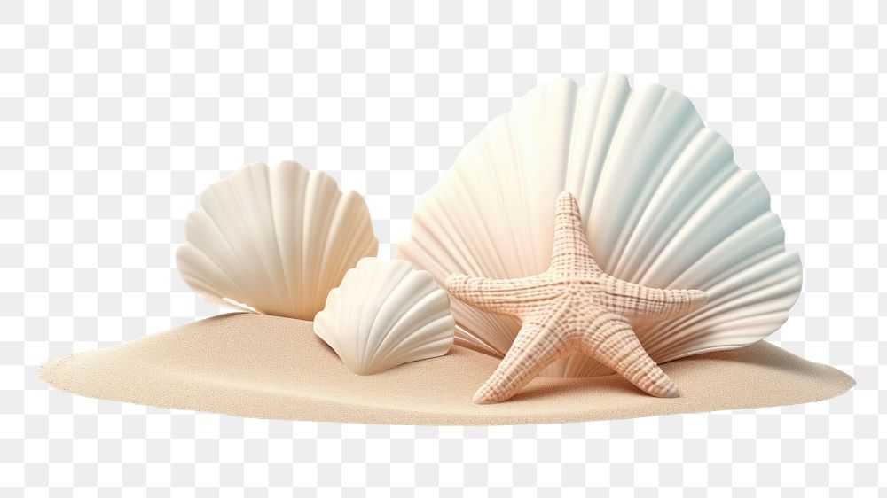 PNG Seashell beach white background invertebrate. AI generated Image by rawpixel.