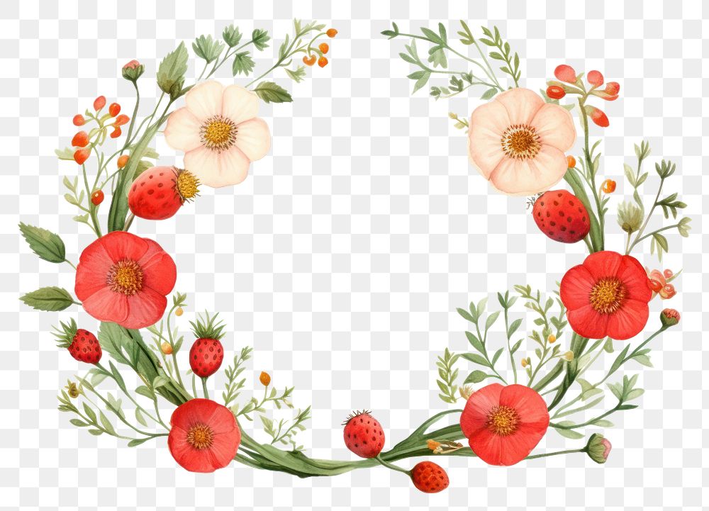 PNG Pattern wreath plant poppy. AI generated Image by rawpixel.