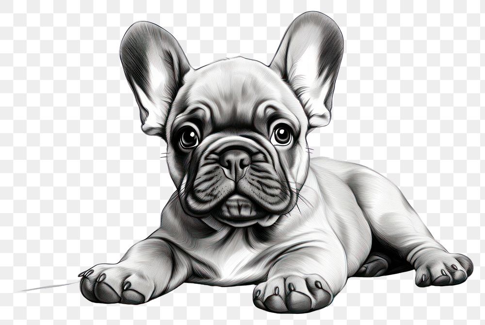 PNG Dog portrait bulldog drawing. AI generated Image by rawpixel.