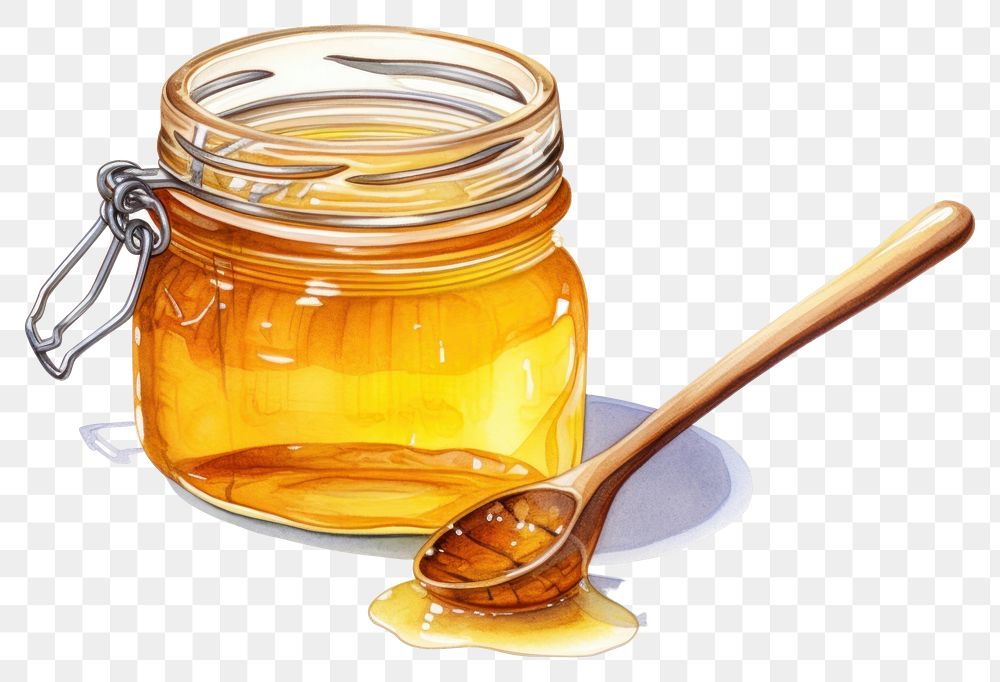 PNG Honey jar spoon food transparent background