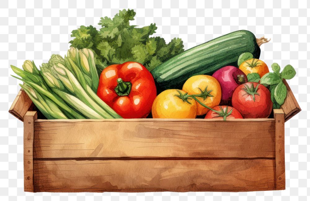 PNG Box vegetable crate food. AI generated Image by rawpixel.