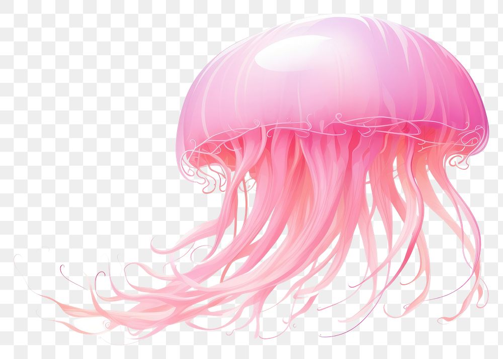 PNG Jellyfish pink transparent background invertebrate. AI generated Image by rawpixel.