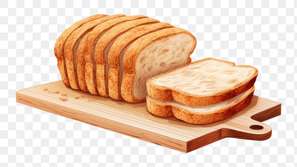 PNG Sliced whole wheat bread food white background chopping board. 