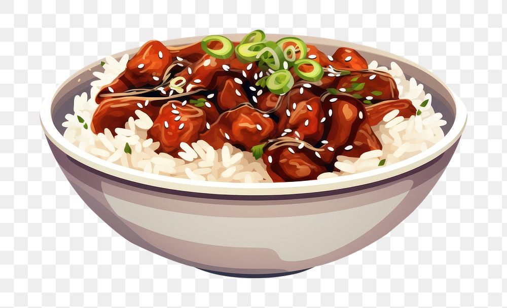 PNG Teriyaki bowl meal food dish. AI generated Image by rawpixel.