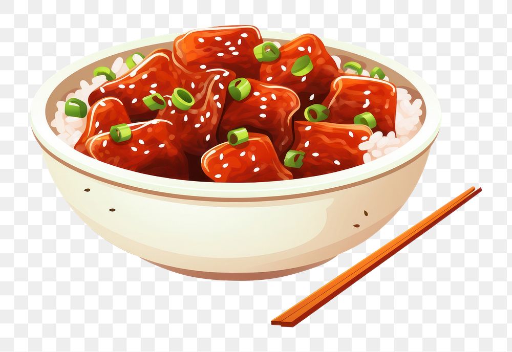 PNG Teriyaki bowl food dish strawberry. AI generated Image by rawpixel.