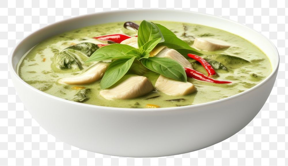 PNG Green curry soup food meal. AI generated Image by rawpixel.