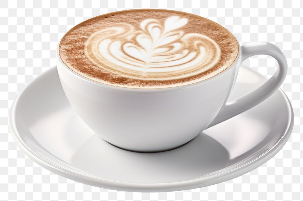 PNG Milk frothed cappuccino coffee saucer latte. AI generated Image by rawpixel.
