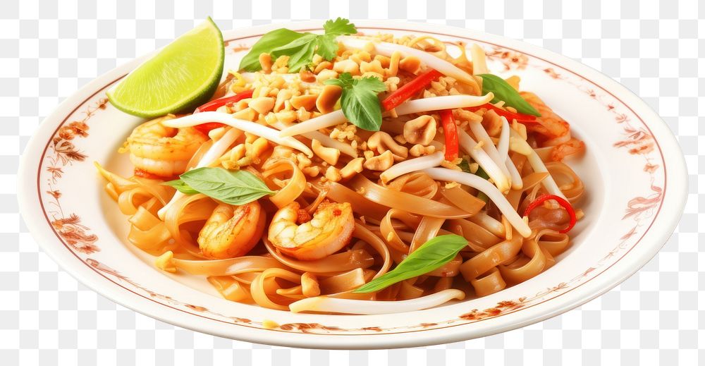 PNG Pad thai noodle pasta plate. 