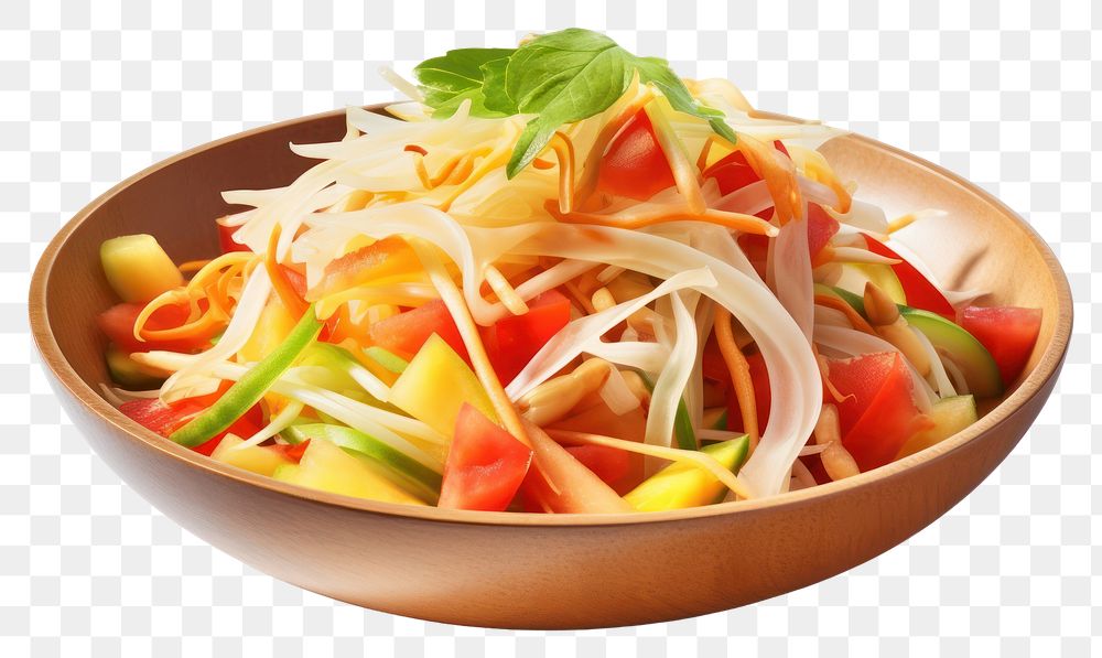 PNG Papaya salad noodle pasta plate. AI generated Image by rawpixel.