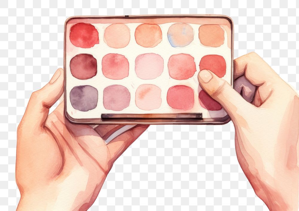 PNG Palette cosmetics holding hand. AI generated Image by rawpixel.