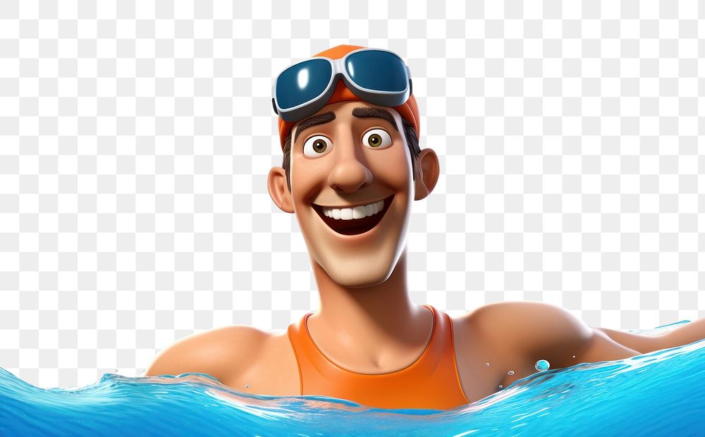 PNG Cartoon swimming swimmer sports. AI generated Image by rawpixel.
