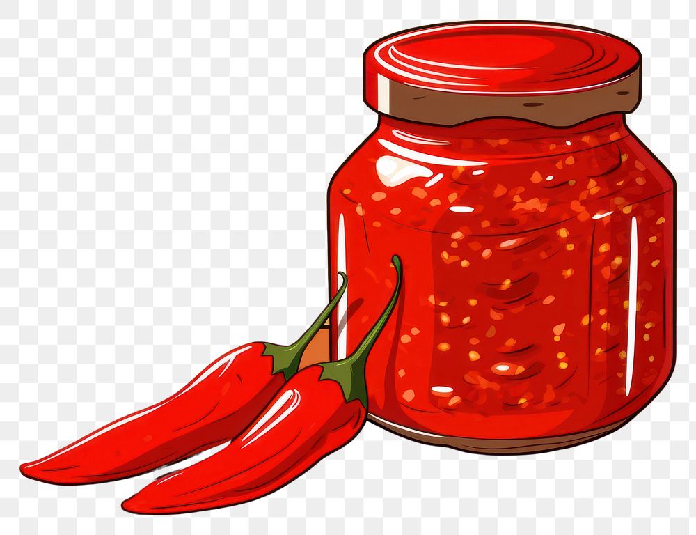 PNG Food jar red condiment. AI generated Image by rawpixel.
